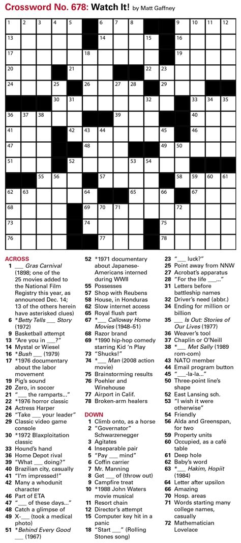 Crossword Printable Medium
