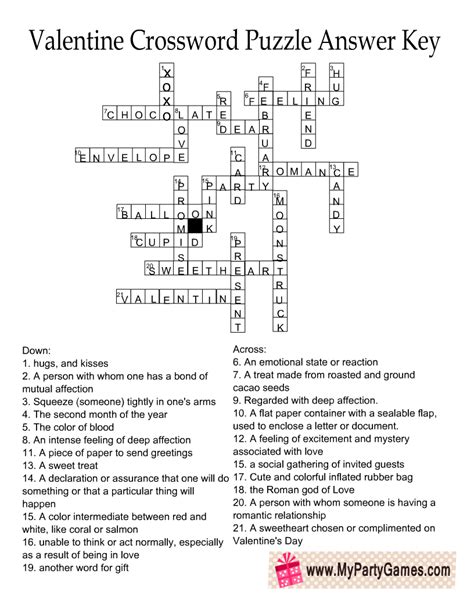 Crossword Weaver Answer Key