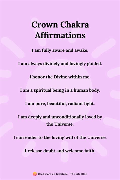 Crown Chakra Affirmations