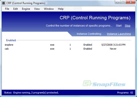 crp control running programs