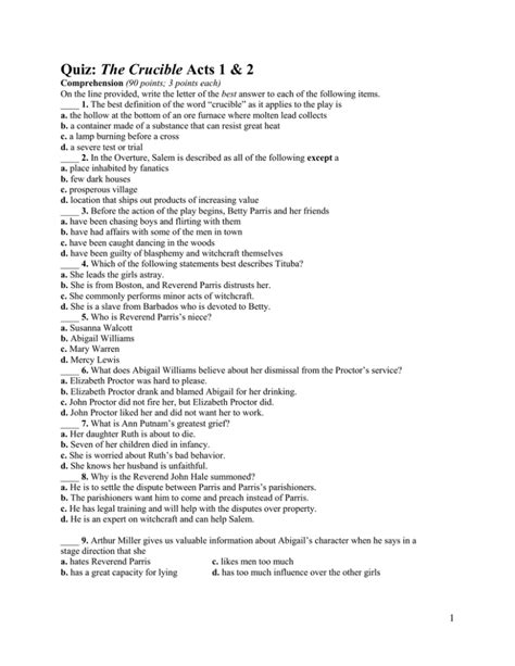 Full Download Crucible Act One Questions Answers 