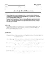 Crustal Boundaries Lab Answer Key