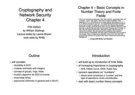 Cryptography And Chapter 4 Basic Concepts In Number