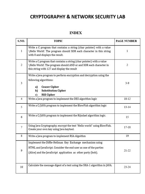 Download Cryptography And Network Security Lab Programs In Java 