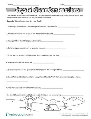 Crystal Clear Contractions Worksheet Education Com Contraction Worksheet Third Grade - Contraction Worksheet Third Grade