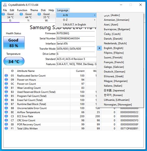 crystaldiskinfo | CrystalDiskInfo Phn mm nh gi kim tra