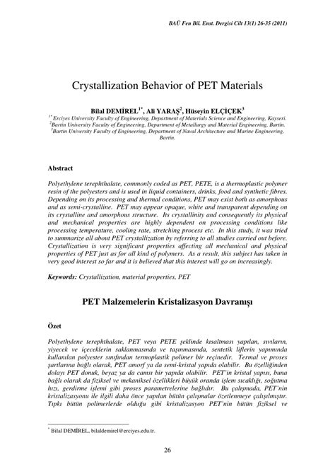 Crystallization Behavior Of Pet Materials