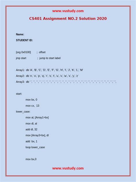 Cs401 Assignment Solution