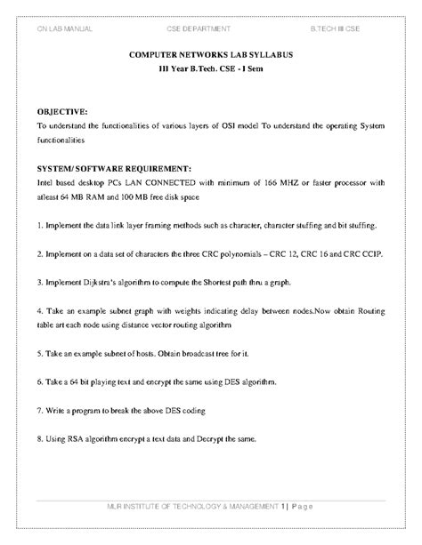 Cse Network Lab Manual