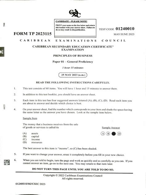 Csec Past Paper Principles Of Business