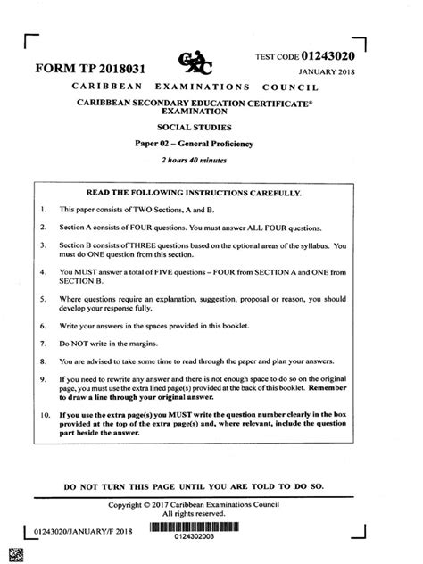 Csec Social Studies Paper 2 Solutions