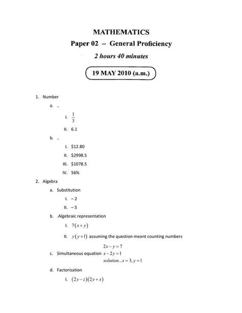 Read Online Csec Mathematics Past Papers 2010 