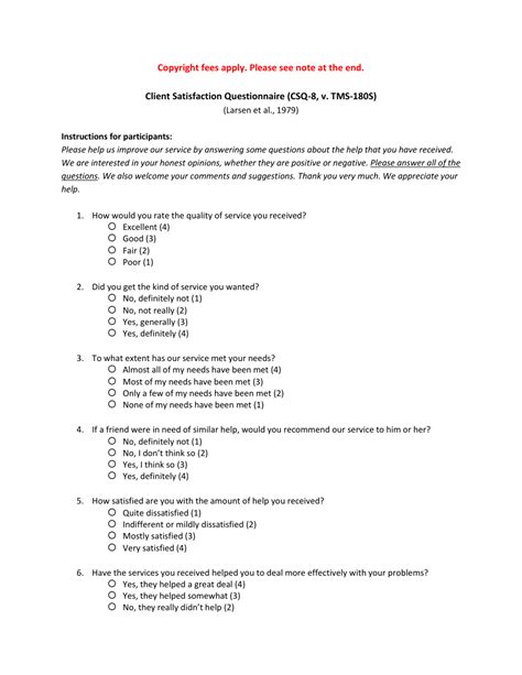 Csq 8 Client Satisfaction Questionnaire