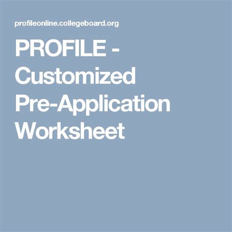 Css Profile Pre Application Worksheet
