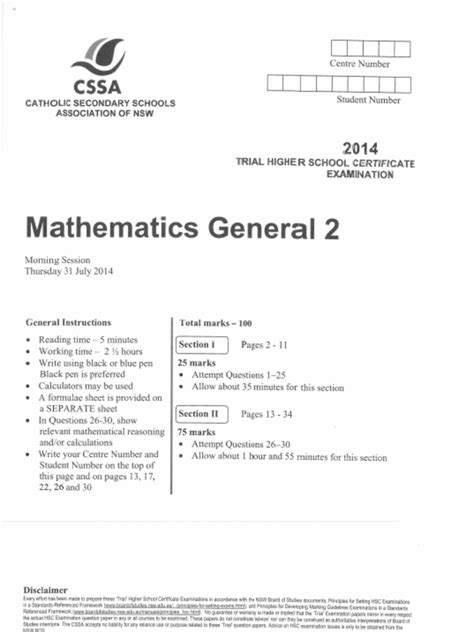 Download Cssa General Mathematics Trial Papers Pdf 