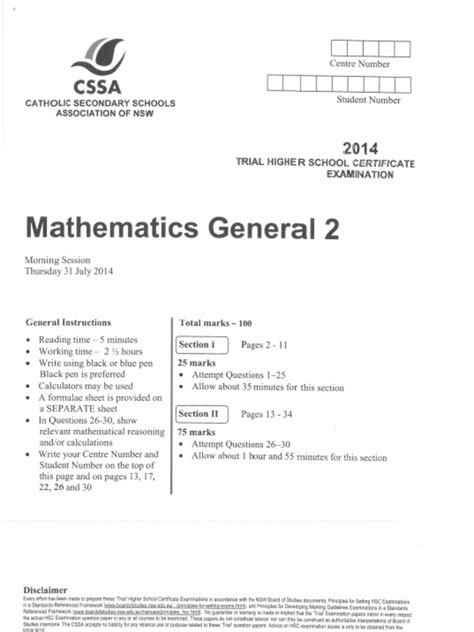 Full Download Cssa General Mathematics Trial Papers Pdf 