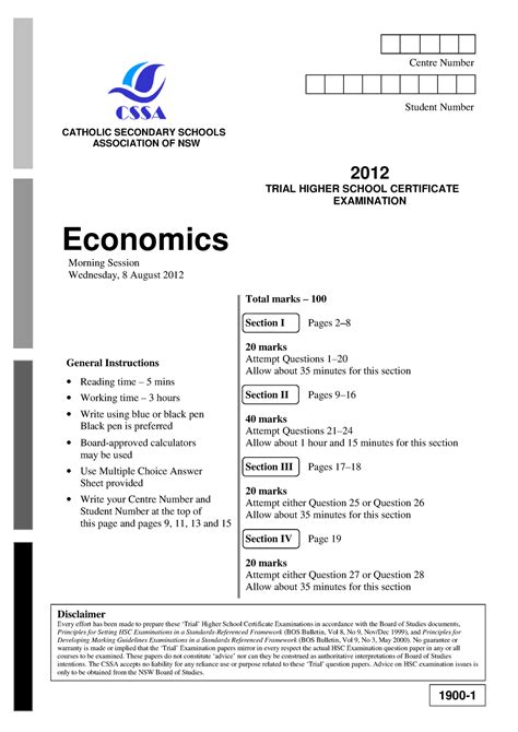 Read Online Cssa Trial Papers 2012 Economics 