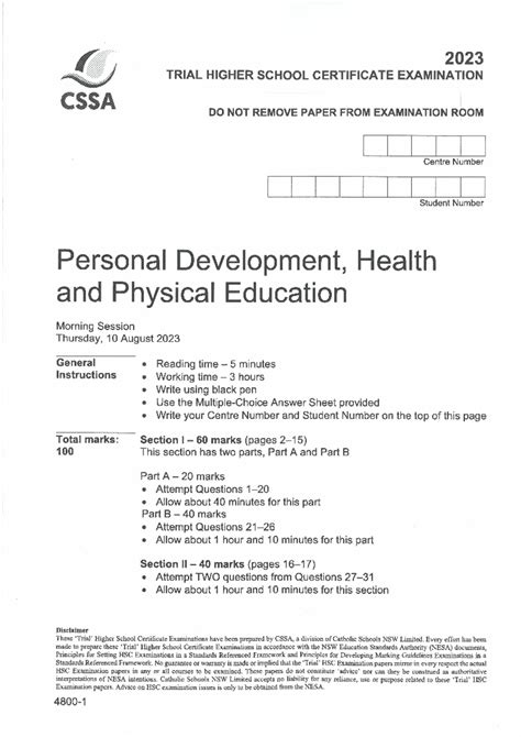Read Online Cssa Trial Papers Pdhpe 