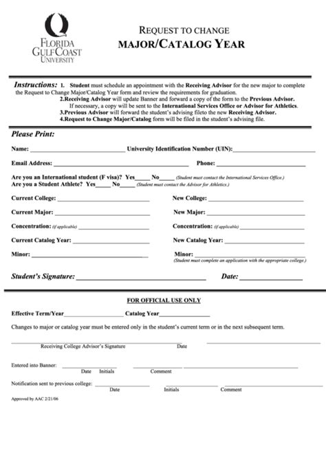 Csueb Request To Update Major Catalog Year