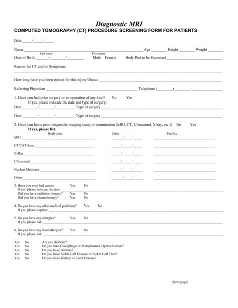 ct treatment form