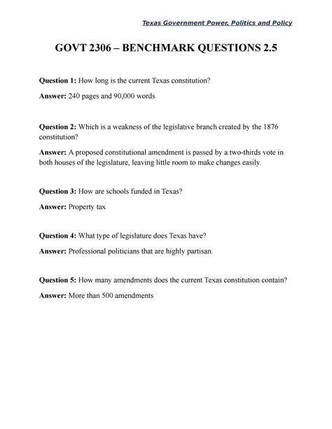 Full Download Ctc Texas Government 2306 Midterm Answers 