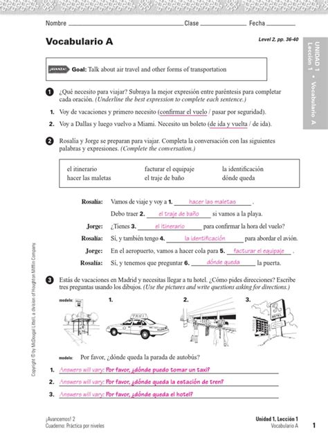 Cuaderno Practica 2 Workbook Answer Key Revised