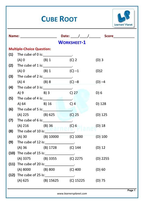 Cubes And Cube Roots Worksheet Cube Roots Worksheet With Answers - Cube Roots Worksheet With Answers