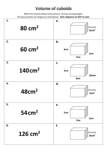 Cubic Volume Worksheets Missing Dimensions Volume Worksheet - Missing Dimensions Volume Worksheet