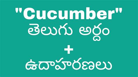 cucumber meaning in telugu - %%Celeb Hub%%