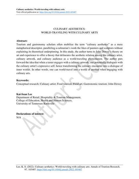 Culinary Arts Research Papers