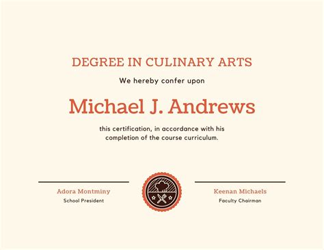 Read Online Culinary Certificate Template 