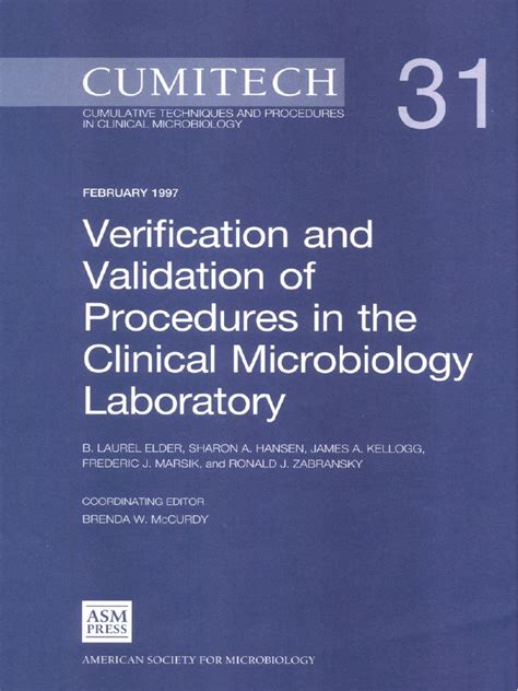 Download Cumitech 31A Verification And Validation Of Procedures In The Clinical Microbiology Laboratory 