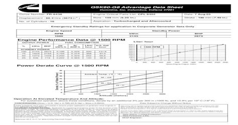 Download Cummins Qsk60G8 Engine Data Sheet 