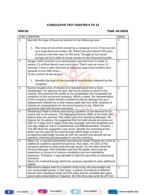 Cumulative Test Chapter 9 Answers