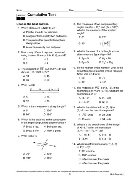 Read Cumulative Test Holt Geometry Answers Chapter 6 