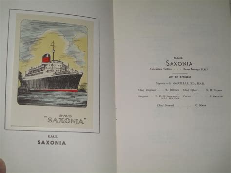 Full Download Cunard List Of Passengers H M S Saxonia Fri Sept 2Nd 1955 Tourist 