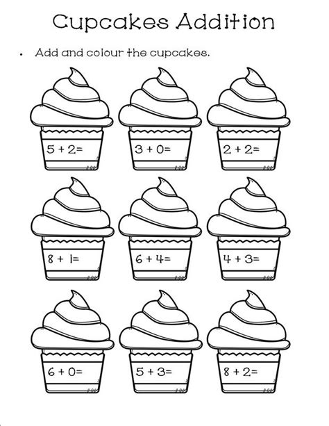 Cupcake Addition Worksheets For Kindergarten Free Pack Cupcake Math - Cupcake Math