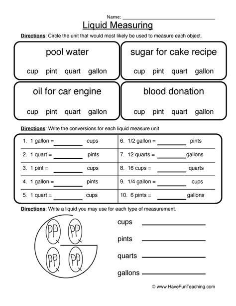 Cups Pints Quarts Gallons Worksheets Made By Teachers Cup Pint Quart Gallon Worksheet - Cup Pint Quart Gallon Worksheet