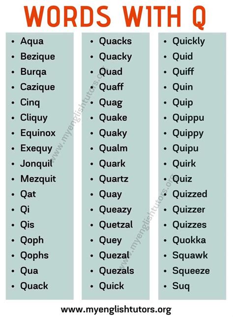 Curated List Of Short Q Words Preschool Words That Start With Q - Preschool Words That Start With Q