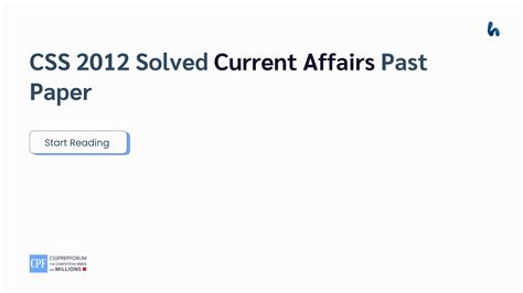 Current Affairs Paper Css 2012