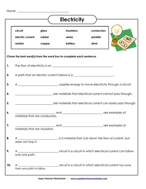 Current Electricity Worksheet Answers   Pdf Electricity Super Teacher Worksheets - Current Electricity Worksheet Answers