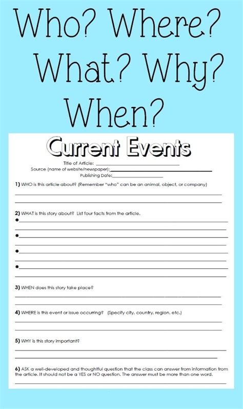 Current Event Fourth Grade Worksheet   Pdf Teaching Current Events In The Classroom Weareteachers - Current Event Fourth Grade Worksheet
