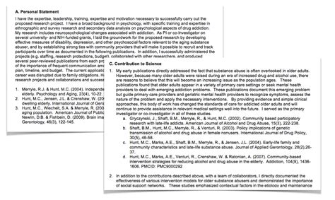 current nih biosketch format contributions