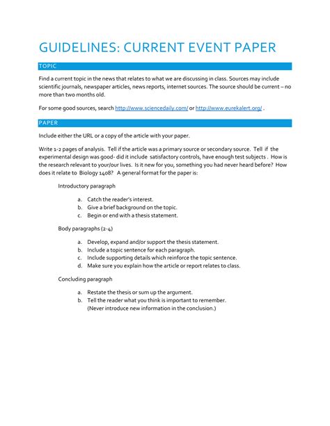 Read Current Event Paper Example 