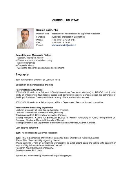 curriculum vitae biography