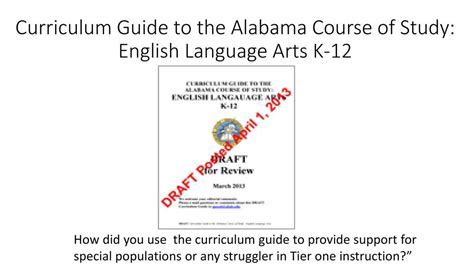 Read Curriculum Guide To The Alabama Course Of Study English Language Arts 