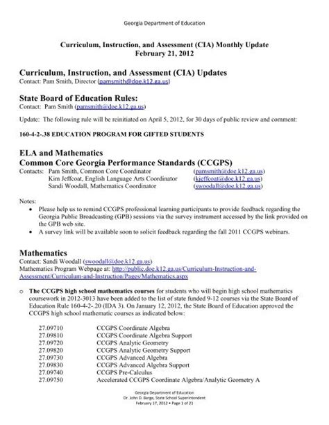 Download Curriculum Instruction And Assessment Cia Updates 