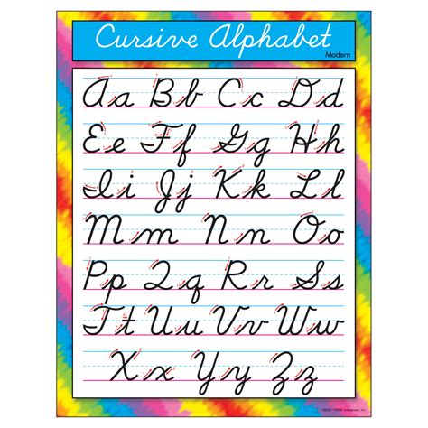 Cursive Alphabet Chart Printable Pack For Handwriting Fun Printable Cursive Writing Chart - Printable Cursive Writing Chart