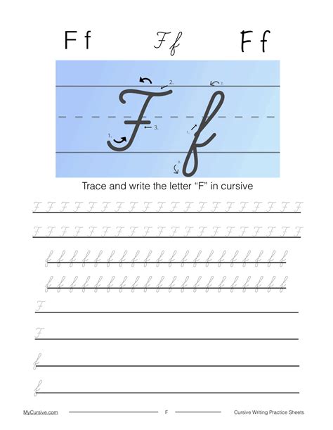 Cursive F Letter F Worksheet Tutorial Cursive T And F - Cursive T And F