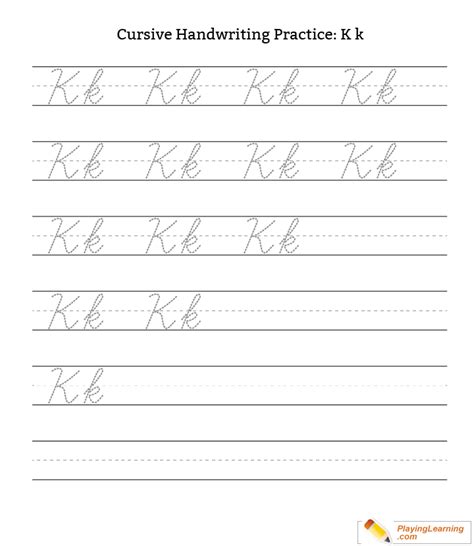 Cursive Handwriting Tracing Worksheets Letter K For Kite Trace The Letter K - Trace The Letter K